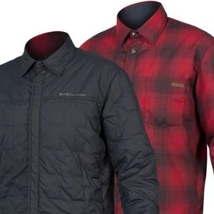 Endura Men's Black Quilted Jacket and Red Plaid Shirt